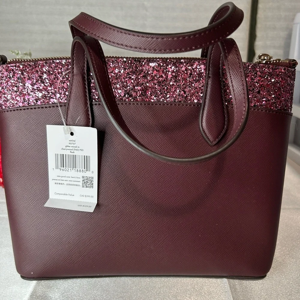 NWT Kate Spade burgundy glitter crossbody bag